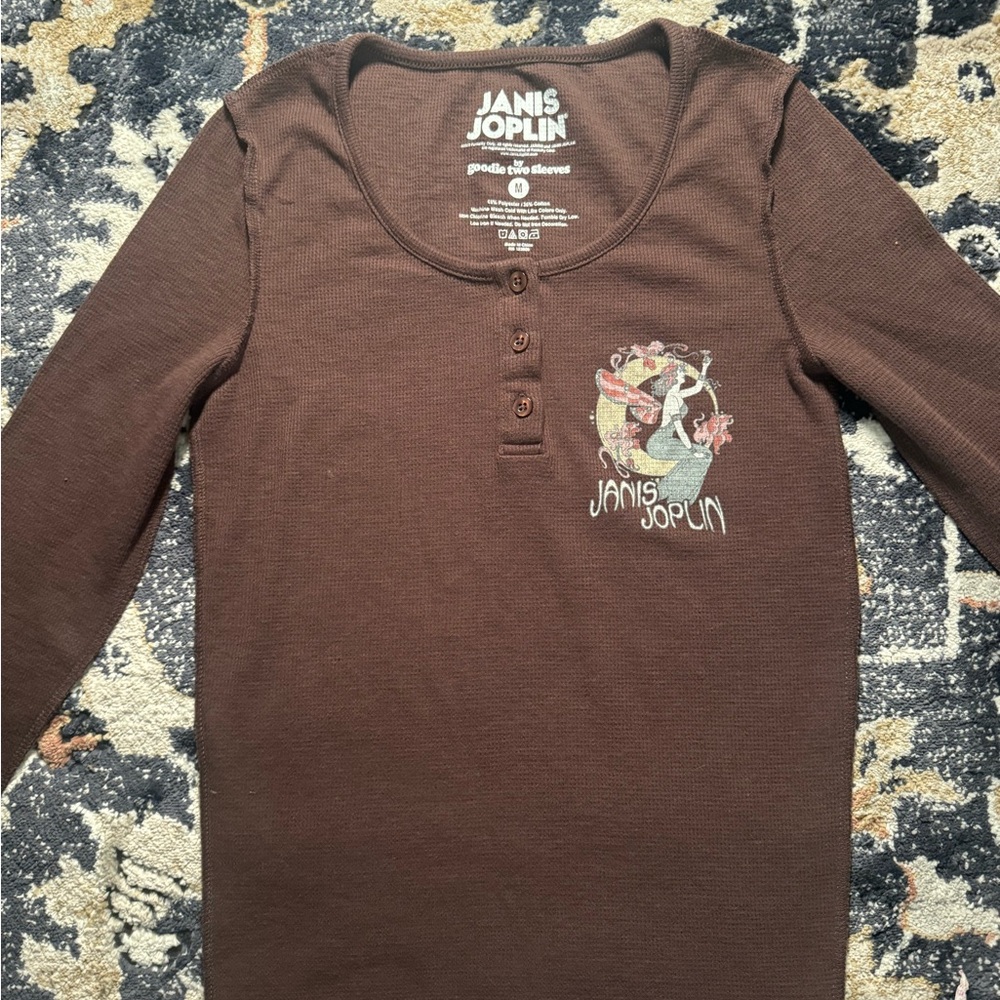 Janis Joplin Brown Graphic Long Sleeve Shirt - Picture 4 of 4